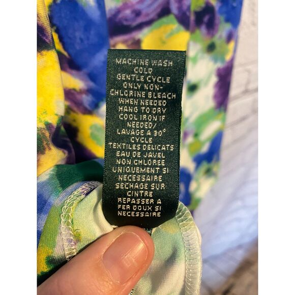 Lauren by Ralph Lauren Dress Size 2 Faux Wrap Dress Colorful Floral Pattern - Picture 8 of 13